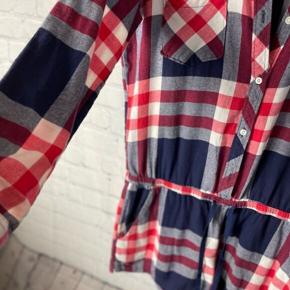 Aerie Plaid Flannel Romper, Sleepwear, Size Medium - Picture 5 of 8